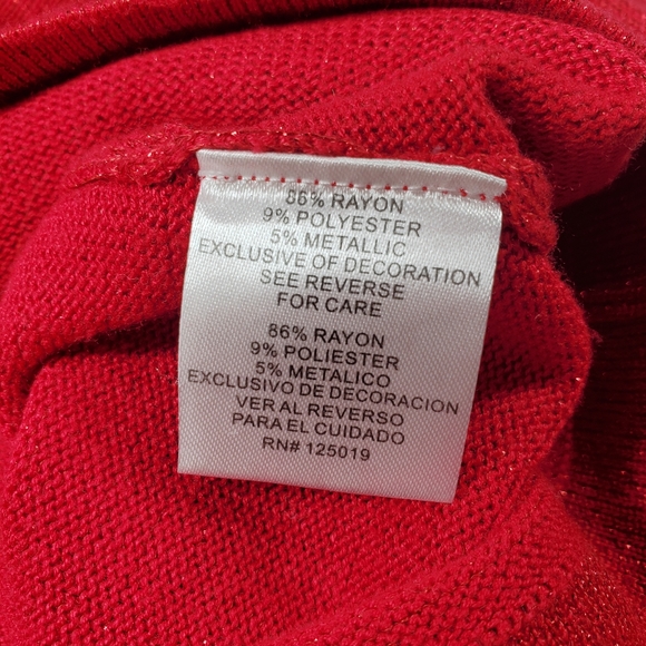 Joseph A. Red Festive Beaded Shiny Sweater - Picture 6 of 10